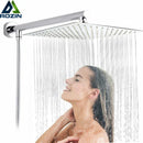 Modern square chrome rainfall shower head with arm and hose bathroom