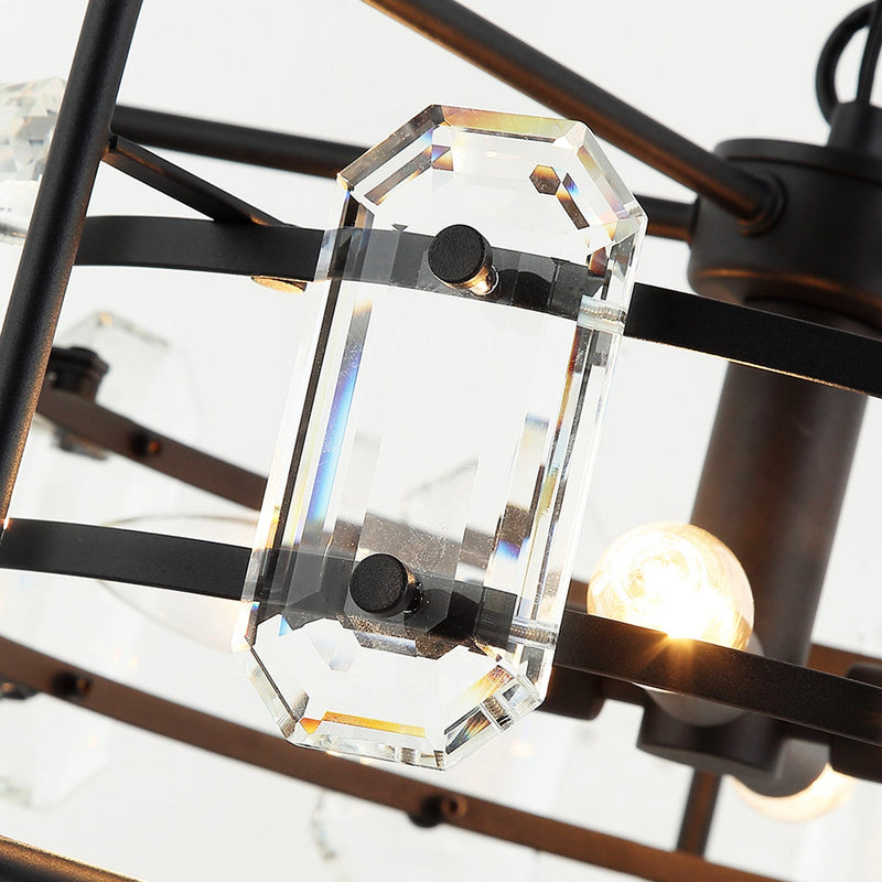 4-Light Golden or Black Modern Crystal Pendant Light