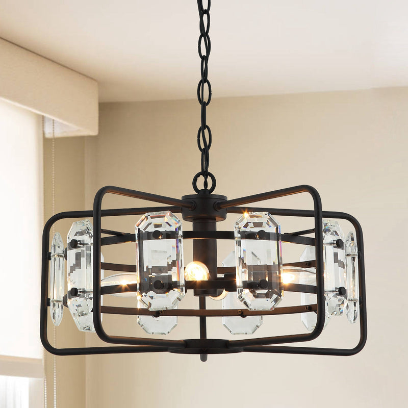 4-Light Golden or Black Modern Crystal Pendant Light