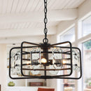 4-Light Golden or Black Modern Crystal Island Pendant Light