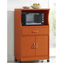 Mahogany Wood Finish Kitchen Cabinet Microwave Cart