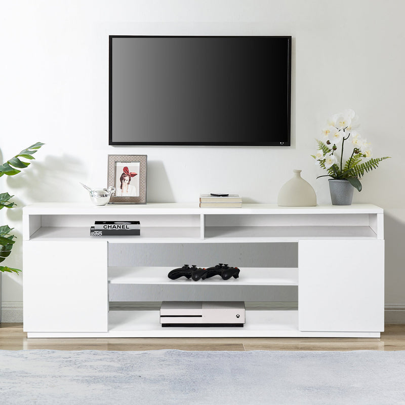 Modern 68 Inch TV Stand Media Console with LED Lights for Living Room