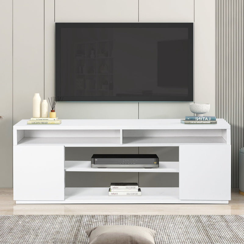 Modern 68 Inch TV Stand Media Console with LED Lights for Living Room