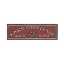 Lake Chatuge Colorful Compass Red Latitude Longitude | Real Wood Art Print