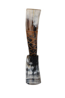 Drinking Horn with Stand Pack 2 - Holds Upto 10 oz, Natural