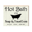 Hot Bath Farmhouse Saying Sign | Wall Art Print on Real Wood