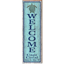 Welcome Cape Coral Sea Turtle Blue Latitude Longitude | Wall Art Print on Real Wood
