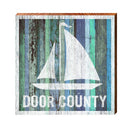 Door County Sail Boat Blue Boards | Wall Art Print on Real Wood