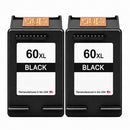 U.S. Remanufactured for HP 60XL (CC641WN) Black Ink Cartridges Twin Pack