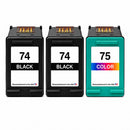 U.S. Remanufactured for HP 74 2 Black / 75 1 Color 3-Pack Ink Cartridges