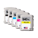 U.S. Remanufactured for HP 940XL 2 Black / 3 Color Ink Cartridges 5-pack