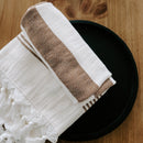 Turkish Cotton + Bamboo Hand Towel - Neutral Stripes