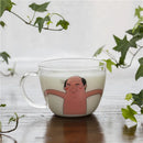 DecorBites™ Glass Coffee Mug 320ml Cute Squirrel Tea Cup Heat Resistant Beer Mug