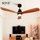 DecorBites™ 52" Wood Ceiling Fan Remote Control 3 Blades for Home Living Bedroom