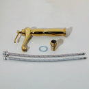 DecorBites™ Golden Ceramic Washbasin and Brass Mixer Faucet Set