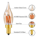 DecorBites™ LED Filament Bulb C22T Gold Tint Candle Lamp E12 2W 2200K Chandelier Decoration