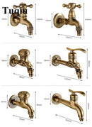 DecorBites™ Dragon Carved Antique Brass Garden Bibcocks Single Cold Tap for Outdoor ★