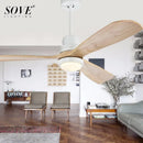 DecorBites™ 52" Wood Ceiling Fan Remote Control 3 Blades for Home Living Bedroom