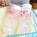 DecorBites™ 430ml Swallow Frost Glass Water Bottle with Sleeve, Elk Design