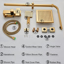 DecorBites™ Golden Shower Faucet Set with 8" Rainfall Shower, Wall Mounted Hand Shower