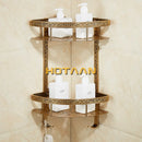 DecorBites™ Antique Aluminum Double Layer Bathroom Corner Shelf - Bathroom Holder Organizer