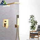 DecorBites™ Golden Chrome Rain Shower Faucet Set with 3-Way Mixer Valve