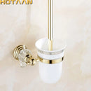 DecorBites™ Gold Ceramic Wall Mount Toilet Brush Holder Standard Size