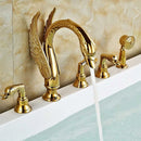 DecorBites™ Golden Swan Bathtub Faucet Set with Brass Hand Shower.