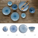 DecorBites™ Japanese Style Ceramic Dinner Set - Blue Tableware Set with Bowl and Plate