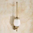 Carved antique bronze brass bathroom hardware set with wall lamps