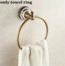 DecorBites™ Bathroom Accessories Set: Towel Rack, Bar, Holder, Hook - Antique Brass/Ceramic/Copper