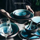 DecorBites™ Ice Cracking Glaze Ceramic Tableware Set - Blue Color