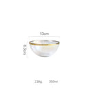 DecorBites™ Hammer Grain Gold Glass Salad Bowl - Round Ceramic Fruit Bowl