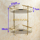 DecorBites™ Gold Brass Double Layer Bathroom Shower Shelf Basket Holder