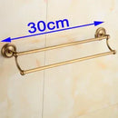 DecorBites™ Antique Brass Double Towel Bar Rack - Solid Brass, 30-60cm