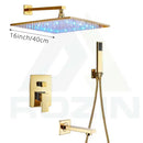 DecorBites™ Golden LED Rainfall Shower Faucet with 3-way Mixer and Brass Spout