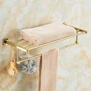 DecorBites™ Gold Brass Bath Hardware Set: Towel Rack, Paper Holder, Toilet Brush Holder, Towel Ranger, Hooks