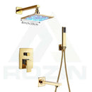 DecorBites™ Golden LED Rainfall Shower Faucet with 3-way Mixer and Brass Spout