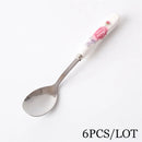 DecorBites™ 6-Piece Coffee Spoon Set, European Bone China & Stainless Steel Tableware