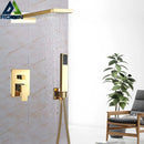 DecorBites™ Golden Chrome Rain Shower Faucet Set with 3-Way Mixer Valve