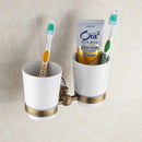DecorBites™ Bathroom Accessories Set: Towel Rack, Bar, Holder, Hook - Antique Brass/Ceramic/Copper