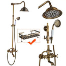 DecorBites™ Antique Brass Shower Faucet Set with Handheld Shower- 8" Rainfall Head