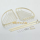 DecorBites™ Gold Brass Double Layer Bathroom Shower Shelf Basket Holder