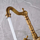 DecorBites™ Dual Handle Swivel Sink Faucet Antique Brass Mixer Tap for Bathroom Kitchen