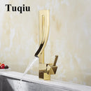 DecorBites™ Gold Brass Square Basin Faucet Single Handle Deck Mounted Bathroom Sink Mixer