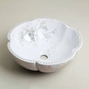 DecorBites™ Hand Painted Ceramic Vessel Sink Set with Golden Teapot Spout Faucet