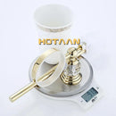 DecorBites™ Gold Ceramic Wall Mount Toilet Brush Holder Standard Size