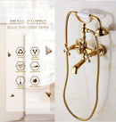 DecorBites™ Gold Brass Bathroom Shower Faucet Set Single Handle Rainfall Wall Mounted