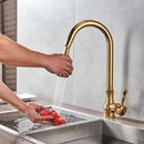 DecorBites™ Gold Brass Kitchen Faucet Rotatable Mixer Tap Single Handle Hot&Cold Water