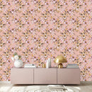 Modish Pink Wallpaper with Pink Flowers Fashionable